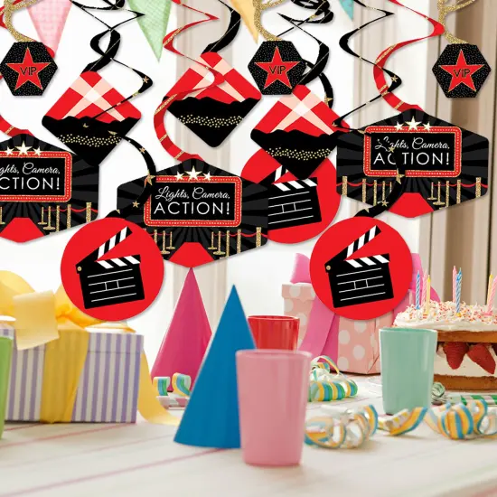 Big Dot of Happiness Red Carpet - Movie Night Party Hanging Decor - Party Decoration Swirls - Set of 40 {3}