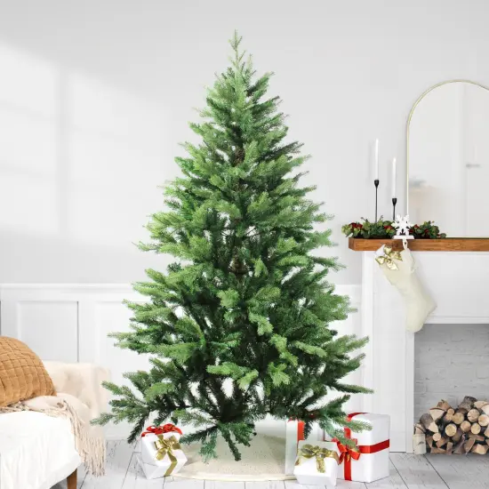 Northlight Real Touch&trade;️ Mixed Eden Pine Artificial Christmas Tree - Unlit - 7' Green {1}