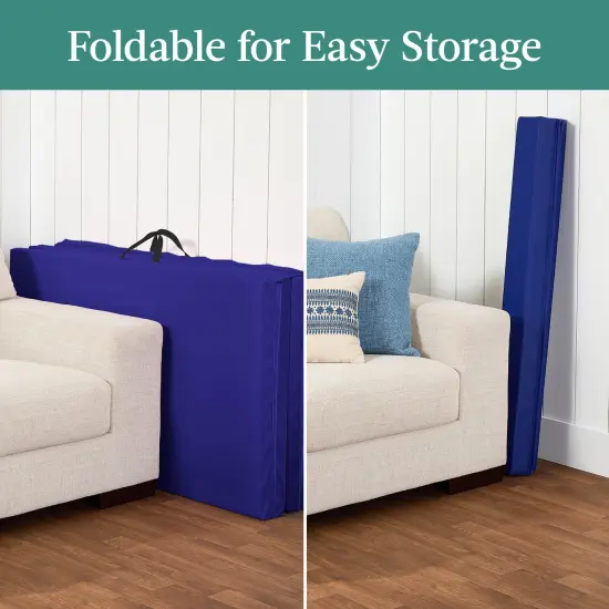 Best Choice Products 10ftx4ftx2in Folding Gym Mat 4-Panel w/ Carrying Handles & Folding Balance Beam Royal Blue w/Beam {4}