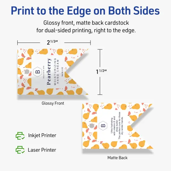 Avery Printable Banner Rectangle Flag Tags, Sure Feed Technology, 1-1/2" x 2-1/3", Glossy White Cardstock, Print-to-The-Edge, Laser/Inkjet Printable, 150 Total {12}