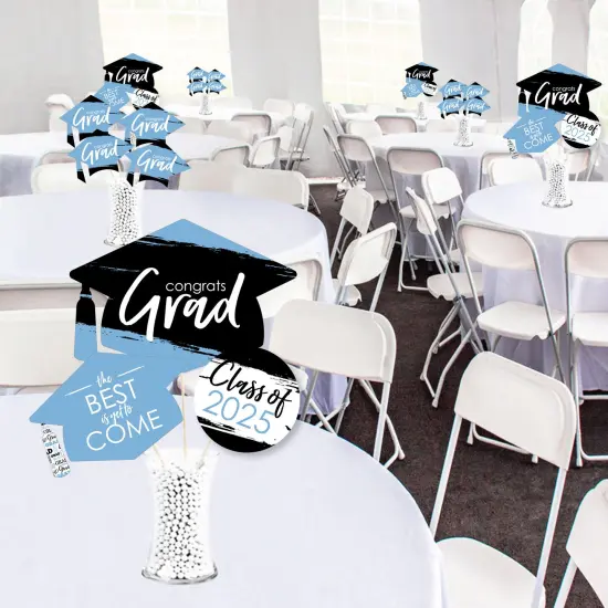 Big Dot of Happiness 2025 Light Blue Graduation Party Centerpiece Sticks - Showstopper Table Toppers - 35 Pieces {3}