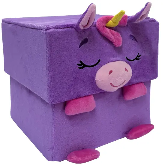 Happy Nappers: Adorable Storables - Unicorn - Purple & Pink - 8&rdquo; Character Box & Surprise 8&rdquo; Plush Toy w/ Weighted Paws, Square Storage Bin, Kids 1+ {1}