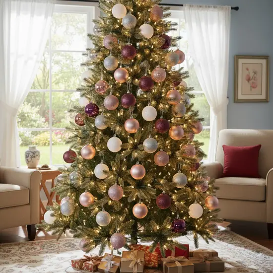 Northlight Shatterproof 3-Finish Christmas Ball Ornaments - 3.25" (80mm) - Pink and Mulberry - 32ct {4}