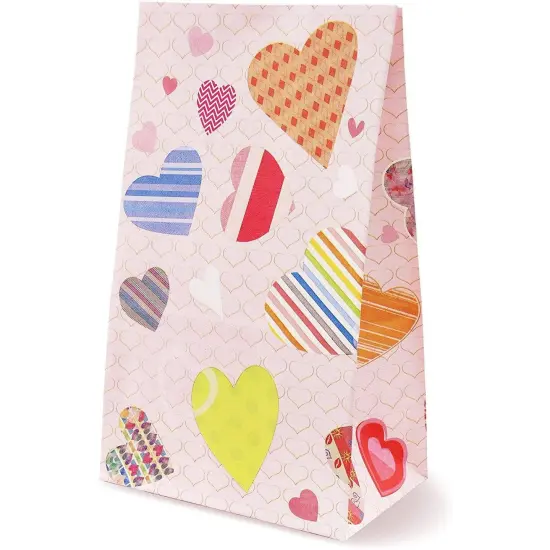 Juvale 36 Pack Valentine Paper Bags for Kids, Small Heart Party Favor Bags for Valentine&rsquo;s Day Goodies, Events and Kids Class, Party Supplies (5.1 x 8.7 Inches) Multicolor {1}