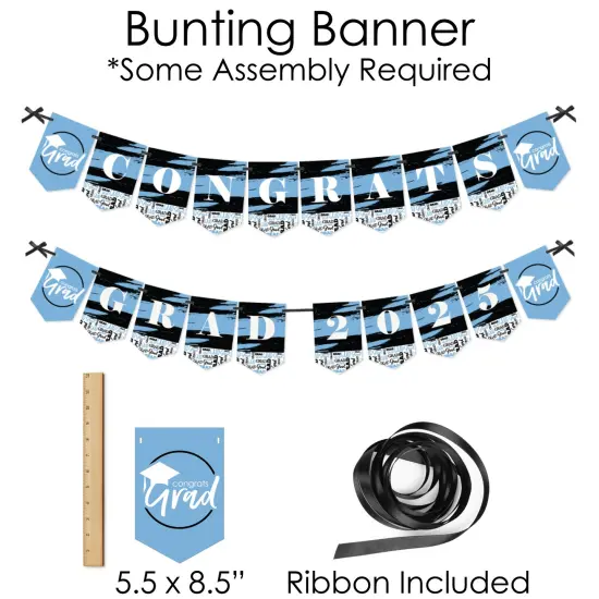 Big Dot of Happiness Light Blue Grad - Best is Yet to Come - Banner and Photo Booth Decorations - 2025 Grad Party Supplies Kit - Doterrific Bundle {6}