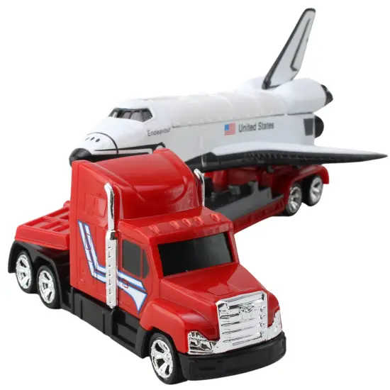 Space Adventure: Space Shuttle Transporter Truck - Die-Cast Ship Design, Free-Wheeling Action, Realistic Opening Cargo Bay, NASA Toy, Kids Ages 3+ {3}
