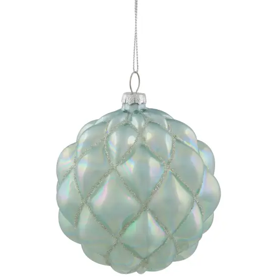 Northlight Iridescent Glass Christmas Ball Ornament - Blue - 4.5" Green {4}