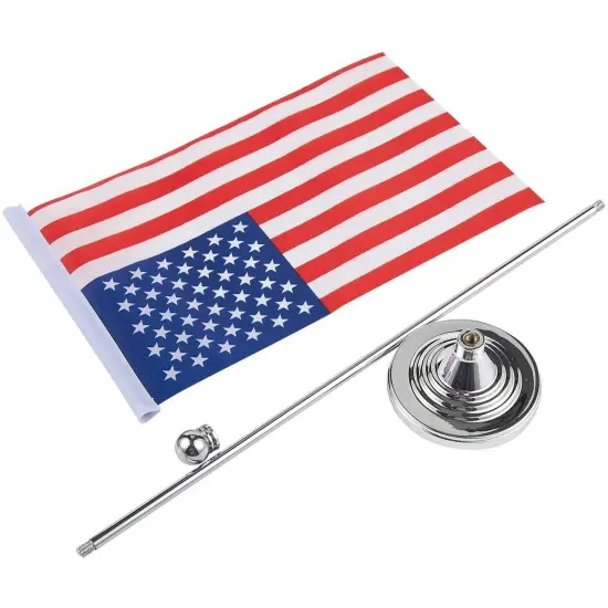 Juvale US Flag Stand - American Flag Metal Base, USA Flag Desk, Table Decoration, 8 x 5.5 inches Multicolor {2}