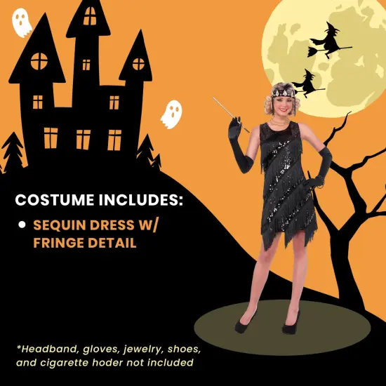 Midnight Dazzle 20's Flapper Gangster Gal Adult Costume {7}