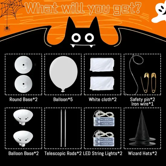 Halloween Decorations Outdoor Indoor 2pcs Spooky Ghost with Witch Hat Scary Ghosts with LED Lights Halloween Decor for Yard Garden Lawn {3}