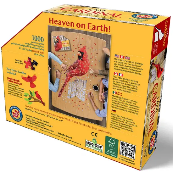 Madd Capp: I Am Cardinal - 1000 Piece Puzzle - Unique Bird-Shaped Jigsaw, 21x36" Assembled Size, Poster Reference, Edcuational Fun Fact Booklet {6}