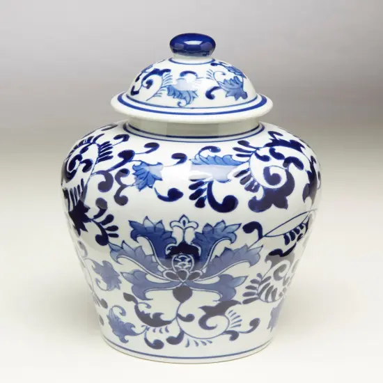 AA Importing 59777 10 Inch Blue And White Ginger Jar {1}