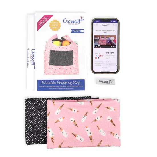 Crosscut Sewing Co.&reg; Foldable Shopping Bag Sewing Kit - Beginner Sewing Project Kit Ice cream {6}