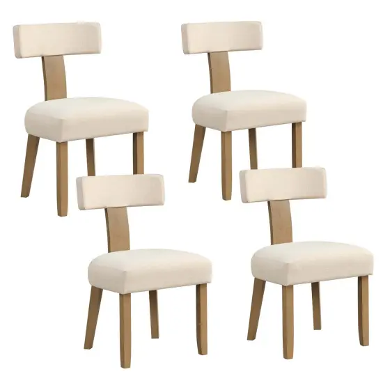 Costway Set of 2/4 Armless Dining Chairs with Curved Backrests & Padded Seat Cushions Beige {8}