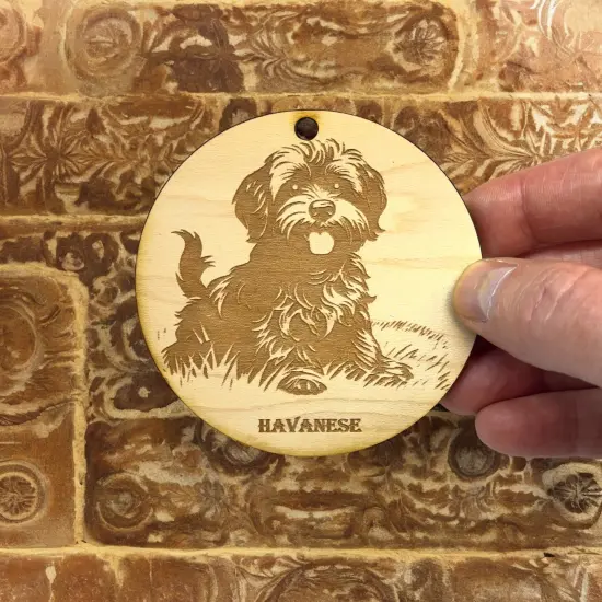 Ornament - Havanese Dog Raw Wood {4}