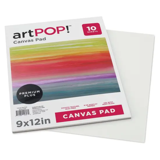 artPOP! Canvas Pad, 9" x 12", 10 Sheets, Cotton Blend, 8 oz, Acrylic Primed, Glue-Bound Canvas Paper for Oil, Acrylic, Mixed Media, Perfect for Students and Artists {2}