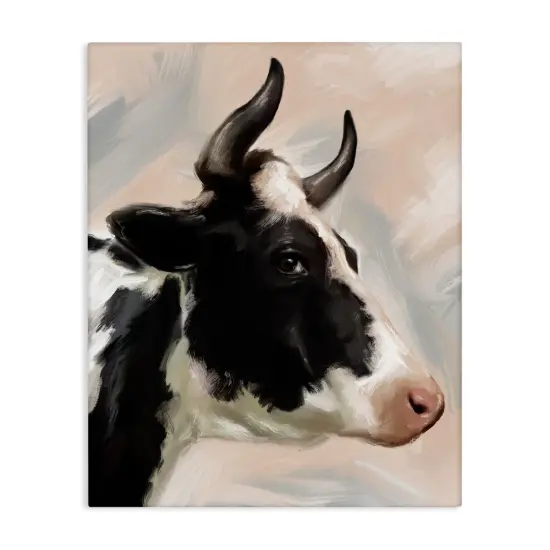 Stupell Industries Farm Cow with Horns Canvas Wall Art Design by Matthew Piotrowicz {1}
