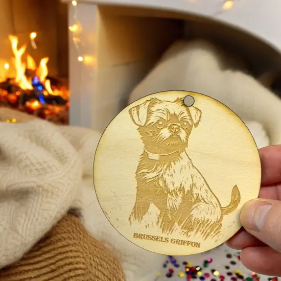 Ornament - Brussels Griffon Dog Raw Wood {6}
