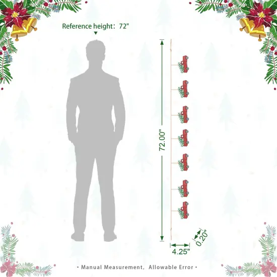 Set of 2 6''L Metal Jute Strand Adorned Garlands With 8 Red Trucks 2pk Red Truck {2}