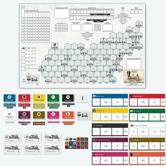 Rio Grande Games: Baltimore & Ohio - Train Strategy Board Game, Economy & American Railway Game, Investment & Bidding, Ages 14+, 3-5 Players, 60 Min {3}