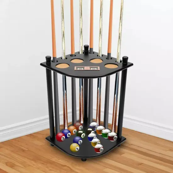 Pool Cue Holder Hold 8 Billiard Pool Sticks Ball Floor Stand Table Accessory {2}