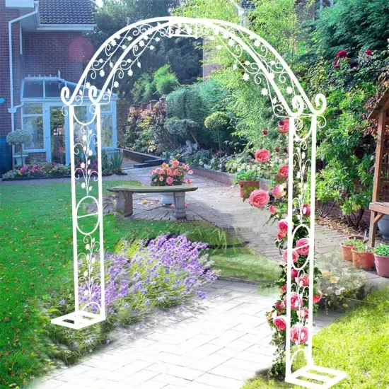 Large Rust-proof Wedding Arch Garden Arbor Curved Metal Garden Arch Trellis {3}