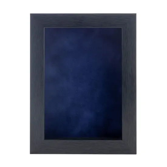 Elegant Charcoal Wood Shadow Box Frame with Acrylic Front - Navy Blue Suede Backing, 30 Sizes {4}