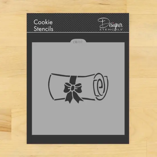 Diploma Cookie & Craft Stencil | CM117 by Designer Stencils | Cookie Decorating Tools | Baking Stencils for Royal Icing, Airbrush, Dusting Powder | Craft Stencils for Canvas, Paper, Wood | Reusable Food Grade Stencil {1}