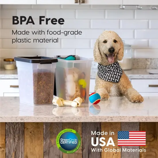 IRIS USA 10 Lbs / 12.75 Qt Airtight Dog Food Storage Container, Clear/Black {5}