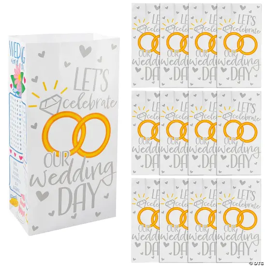 Medium Wedding Activity Paper Treat Bags 5" x 3 1/4" x 10" - 12 Pc. {2}