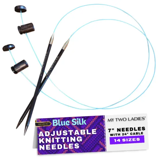 My Two Ladies | Blue Silk | Adjustable Ergonomic Knitting Needles | 14 sizes {2}