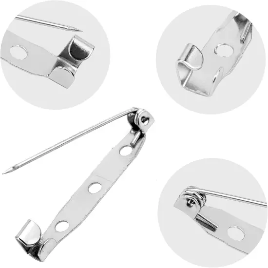 50 Pcs Silver Bar Pins, Safety Pins - Secure Back Clasp - Reliable Brooch Pins for Various Uses Locking Pins Backs Safety Clasp Brooch (35MM, Silver) {3}