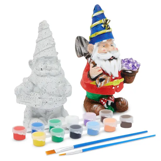 Gnomes Ceramic Painting Kit for Kids Adults and Teens with 3ml Paint Pod Strips, 2 Brushes, 2 Ready-To-Paint Ceramics Multicolor {1}