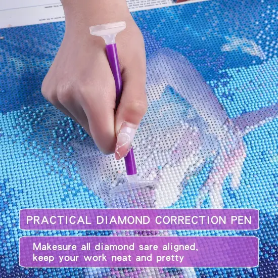 55PCS Diamond Art Accessories Tools Multiple Sizes Diamond Painting Kits with Diamond Art Pens Sleeves Tweezers Glue Label Ziplock Diamond Correction for Adults (Purple 55PCS) {4}