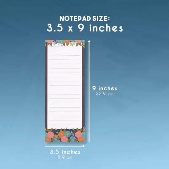 6 Pack Magnetic Notepads for Refrigerator - Shopping List, To-Do, Memo, Scratch Pads (6 Floral Designs, 60 Sheets Each) White {6}