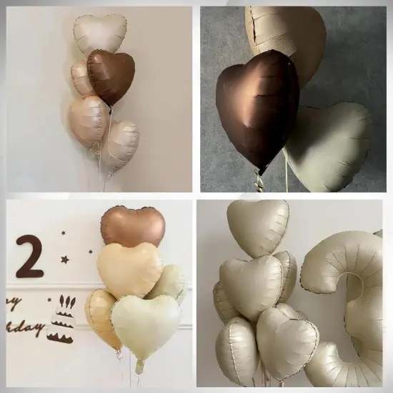 Brown Cream Heart Balloons, Heart Shaped Ballons, 20 Pcs 5/10/18 inch Apricot Beige Coffee Foil Love Balloons for Valentine's Day Wedding Engagement Bridal Showers Anniversary Celebrations {3}