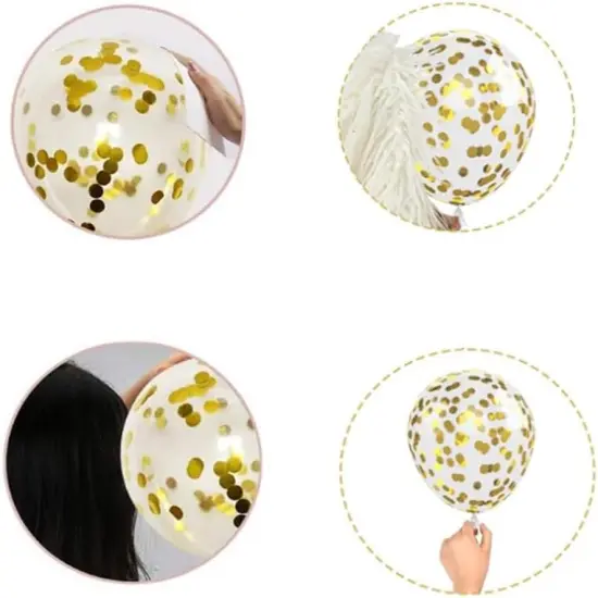 Gold Pearl White Gold Confetti Balloons Set(60Pack), 12Inch Latex Glitter Balloons Birthday Wedding Baby Shower Bridal Shower Party Decorations {2}