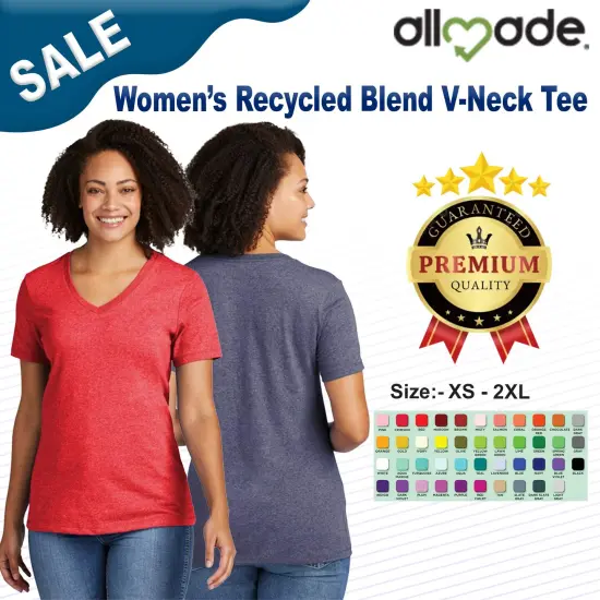 Allmade&reg; Women&rsquo;s Recycled Blend Short Sleeve V-Neck Tee R. charcoal heather {2}