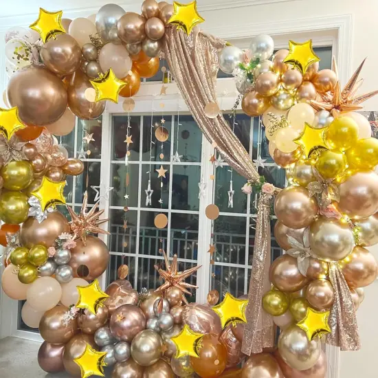 Gold Star Balloons,50 Pieces PSKJATIN 5" Star Balloons,Small Gold Foil Star Balloon Mylar Balloons for Party Decorations {5}