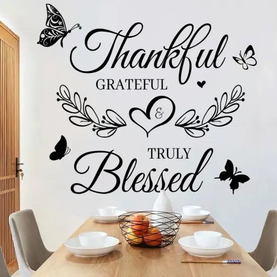 Inspirational Quote Wall Decor Thankful Grateful Blessed Wall Decal Quote Faith Vinyl Lettering Wall Stickers for Home Decor Living Room TV Background Home Decoration {4}