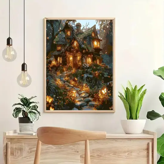 House Butterfly Tree Paint by Numbers Kit for Adults Beginner,DIY House Butterfly Tree Paint by Numbers for Adults,Easy Canvas Paint by Number Without Frame Home Wall Decor 16 x 20 in {2}