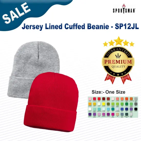 Sportsman&reg; Jersey Lined Cuffed Beanie Royal {3}
