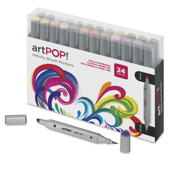 artPOP! Infinity Brush Markers (24 Pack) - Premium Dual Tip Alcohol Markers Set with Brush & Chisel Tips - Professional Art Markers for Artists, Designers & Hobbyists - Ergonomic Design {2}