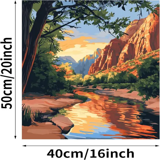 Zion Paint by Numbers, Paint by Numbers for Adults, National Park Paint by Number Kits, Utah Landscape Sunset DIY Oil Canvas Paintings, Mount Lake Tree Home Wall Decor(16x20inch, No Frame) {5}