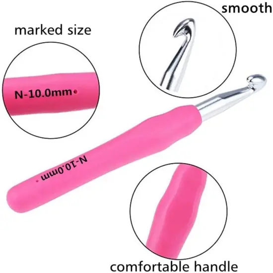 Large Ergonomic Crochet Hooks Set 6.5mm 7.0mm 8.0mm 9.0mm 10.0mm (5 Size) {2}