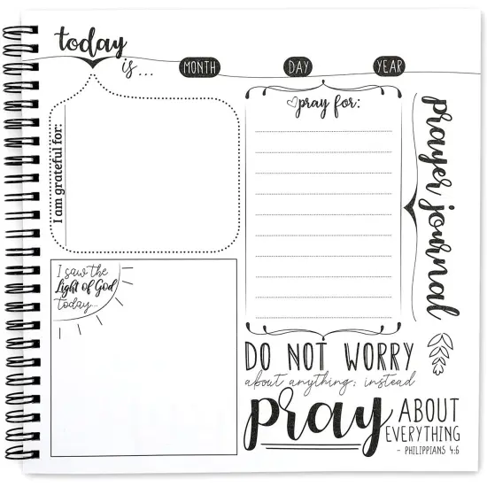 Faithful Finds Spiral Bound Prayer Notebook, Christian Devotional Bible Journal for Women, 60 Sheets/120 Pages (8.8 x 8.5 In) - Daily Prayer Journal for Woman - Spiral Prayers Journals White {6}