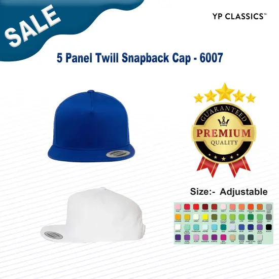 YP Classics&reg; 5 Panel Twill Snapback Cap Black/ Red {3}