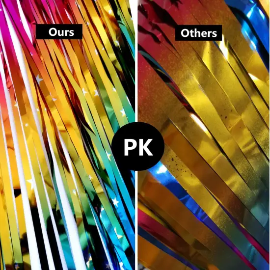 Sparkly Rainbow Gradient Tinsel Foil Fringe Curtain Metallic Streamers for Birthday Party Decorations Wedding Graduation Baby Shower Bachelorette Photo Booth Props 2 Packs {4}
