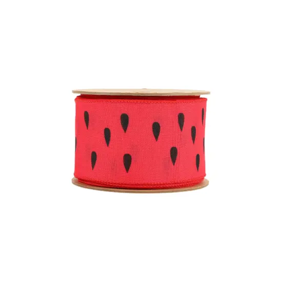 2 1/2" Wired Ribbon | Watermelon Seeds | 10 Yard Roll {4}