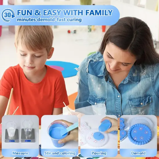 JDiction ResinCrete Kit, Complete Kit Easy for Beginners, 20-30Minutes Demold, Include Water-Based Eco-Friendly Casting Powder, Mold & Pigment, Easy Mix for Beginners DIY Home Decor {5}